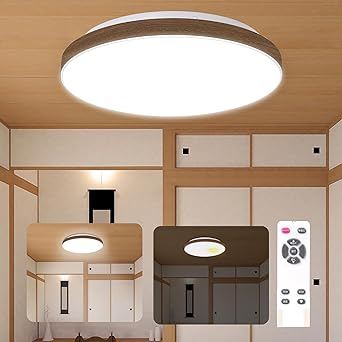 aurogeek LEDシーリングライト 木目調 ~6畳 天井照明 調光タイプ 2400lm LEDライト 照明器具 リ